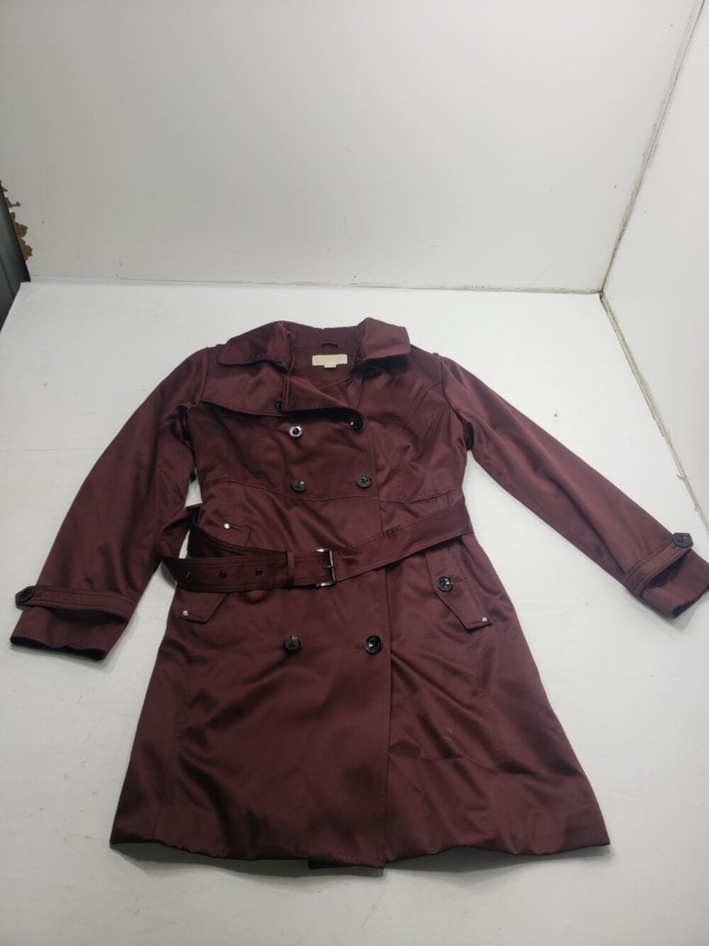 Michael Kors Womens XL Brown Double Breasted Belted Trench Coat Long Jacket